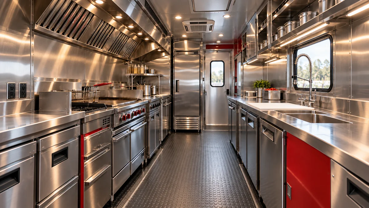 Equipamiento y diseño interior de una cocina móvil