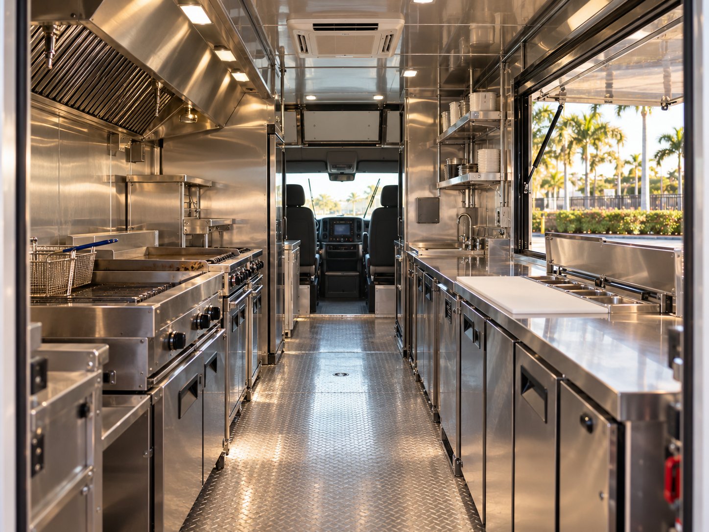 Interior equipado de un food truck