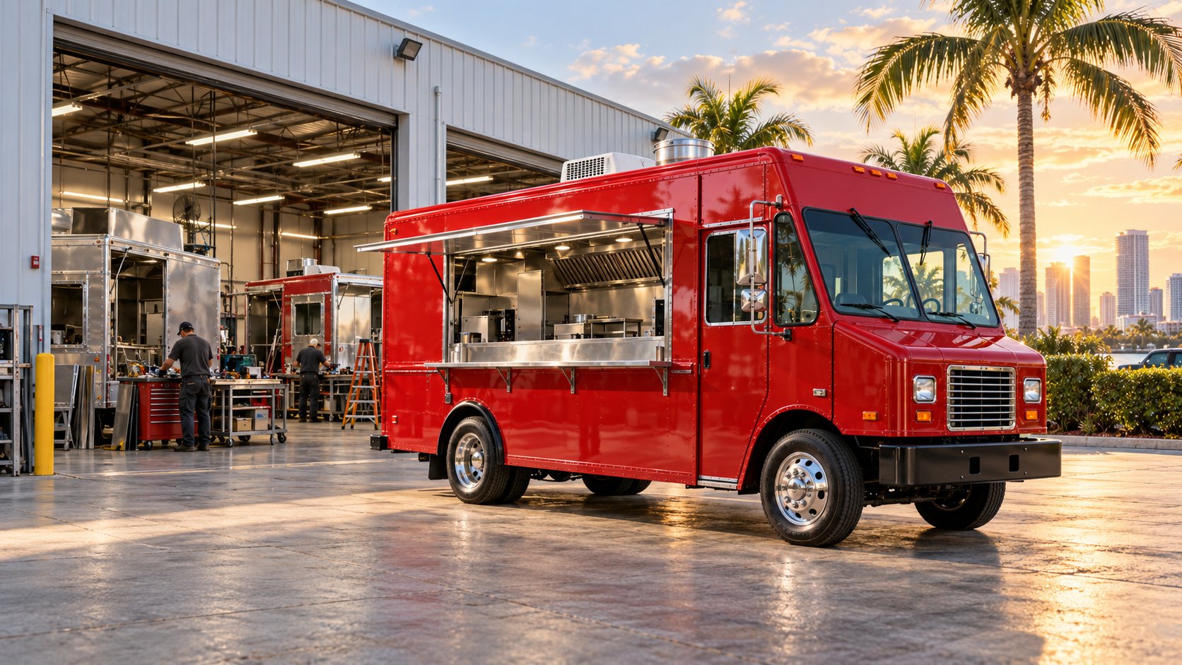 Food trucks dentro de un taller